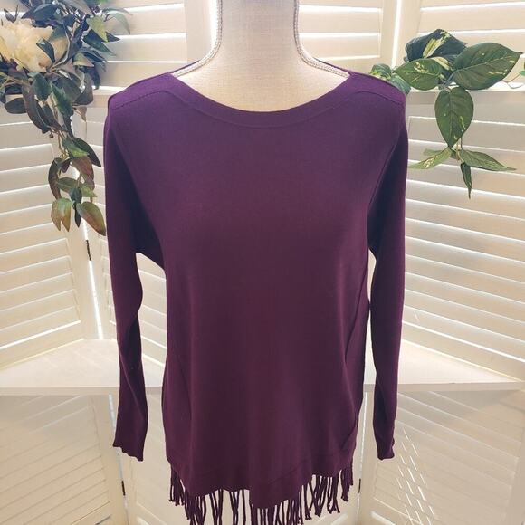 LILLY PULITZER PURPLE FRINGE SWEATER SIZE XS (FITS LARGER) - Picture 1 of 7